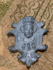 Antique Cast Metal Furniture Mount – Cherub Face Baroque Rococo Appliqué