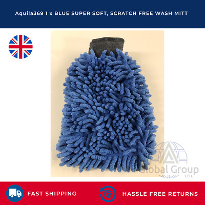 2 x Super Soft Pro Chennile Mitt, Mikrofaser Waschhandschuh Kratzfrei BLAU