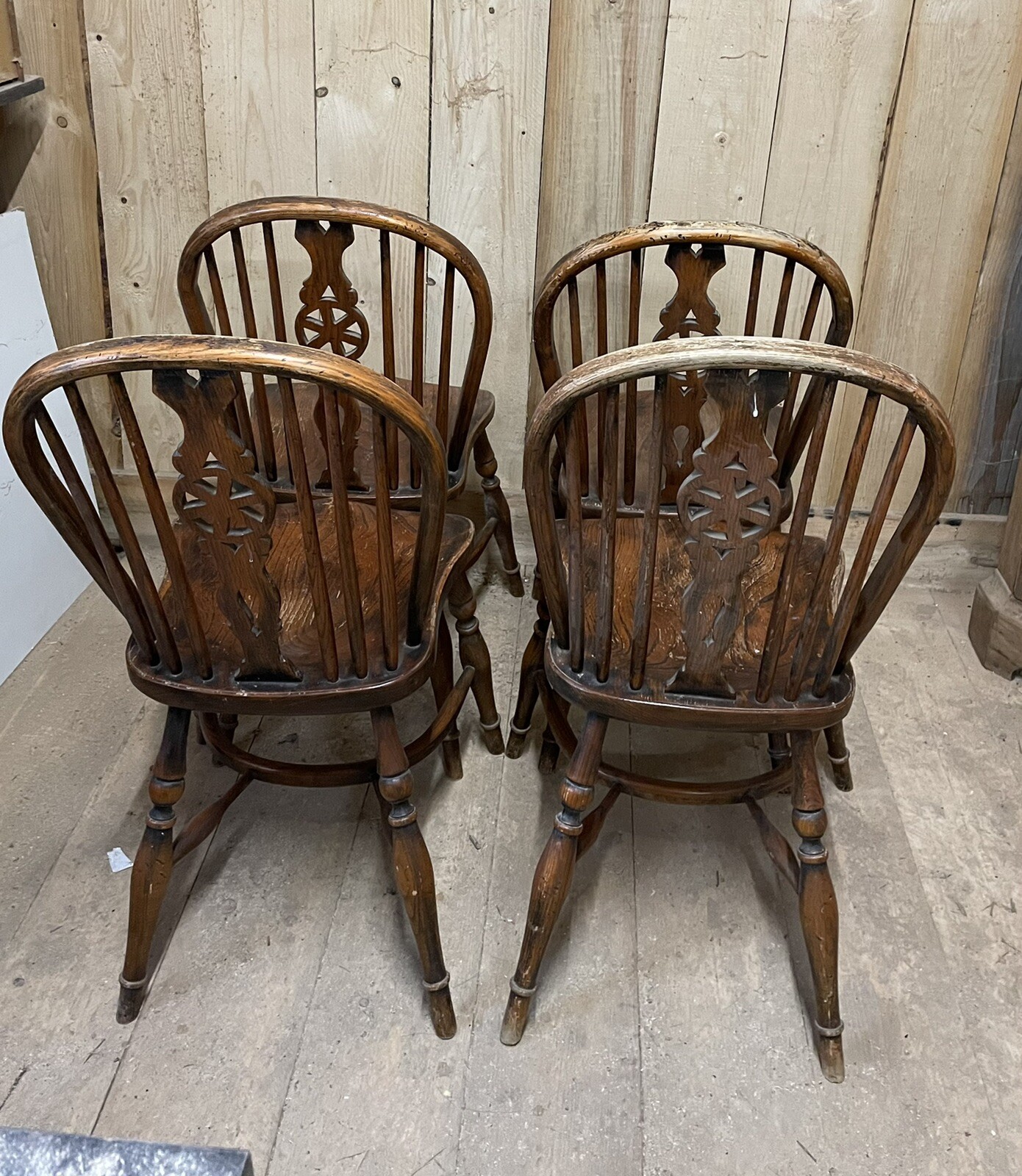 4 antike Windsorstühle, Wheelback Chair, um 1870, Rüster eBay