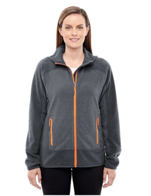 North End Sport Red 78810 Women's Active Fleece Jacket Carbon/Orange XS-L