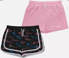 New Champion Girl's 2.5" Black/Pink 2-Pack Active Shorts Size 7/8 Polyester Bl
