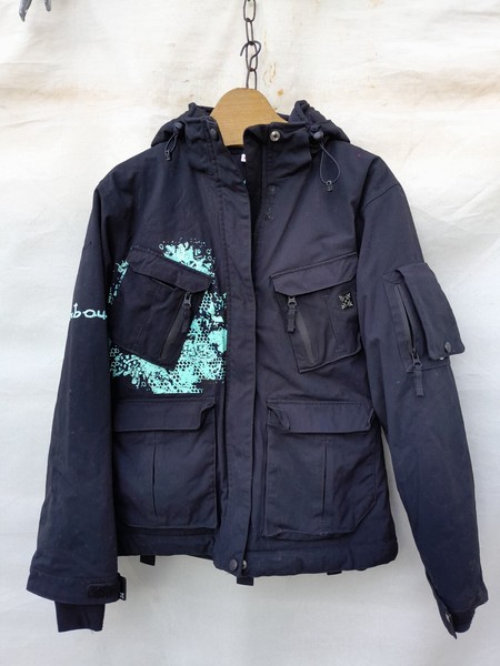 Parka Oxbow Mujer Pequeña Forrada Negra Con Capucha Esquí Nieve Bordados Logotipos