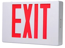 LED Exit Sign, AC, Red & White Thermoplastic