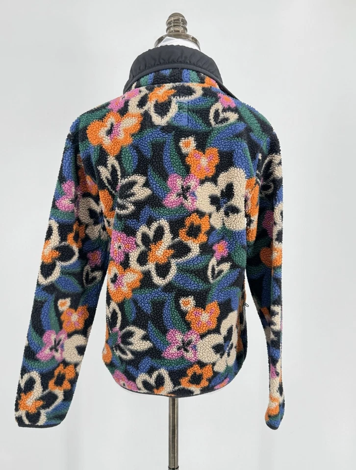 Billabong A/Div. Floral Sherpa Fleece Mock Neck Henley Long Sleeve Top Sz S - Image 3 of 4