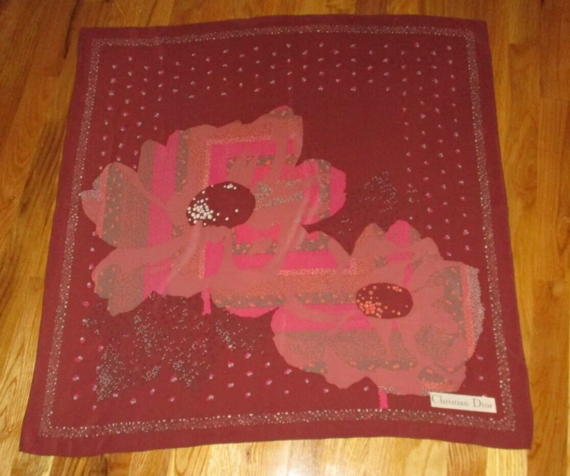 Écharpe carrée 100 % soie rose marron Christian Dior 30