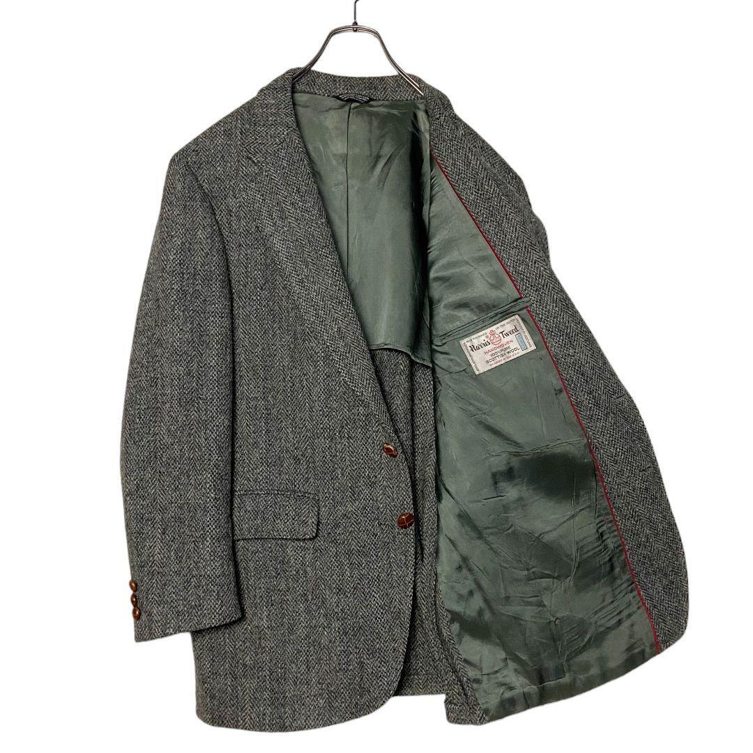 80S Usa Harris Tweed Tailored Jacket Gray L Herringbone 80S Usa Harris Tweed Tailored Jacket Gray L Herringbone