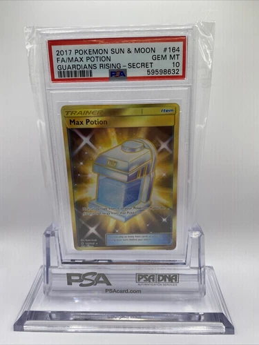 Max Potion 164/145 PSA 10 Gold Secret Rare Pokemon Guardians Rising Sun & Moon