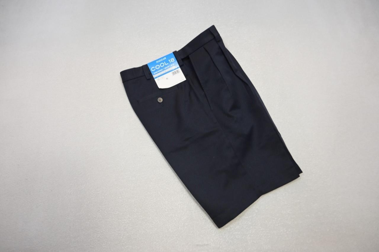Shorts Navy Pleated Front Flex Waist 9.5" Ins Mens Sz 32 Nwt