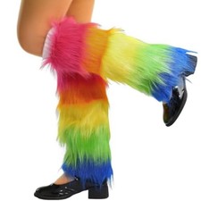 Mardi Gras Fur Long Leg Warmers - St Patrick's Day Green Color Leg Warmers