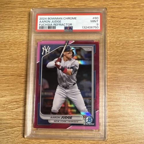NEW PRICE 2024 Bowman Chrome Aaron Judge #80 Fuchsia Refractor /299 PSA 9