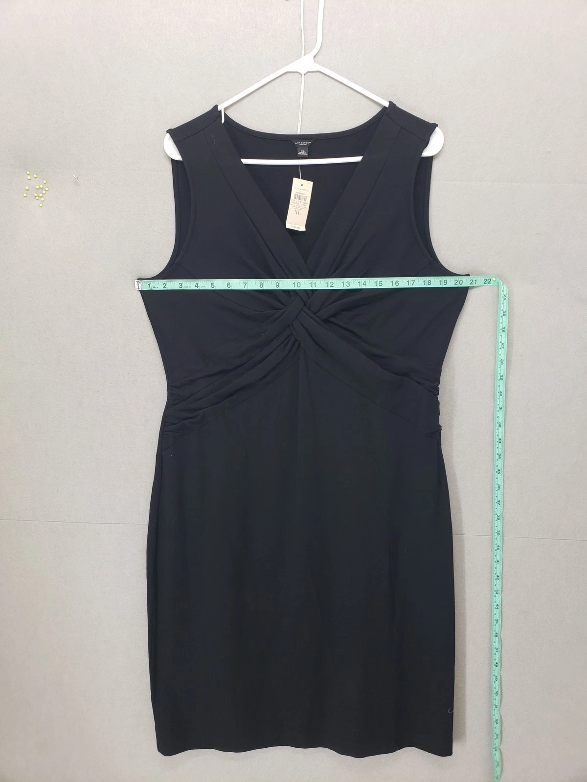 VETEMENTS Abito Ann Taylor donna XL nero senza maniche attorcigliato davanti annodato tubino elasticizzato