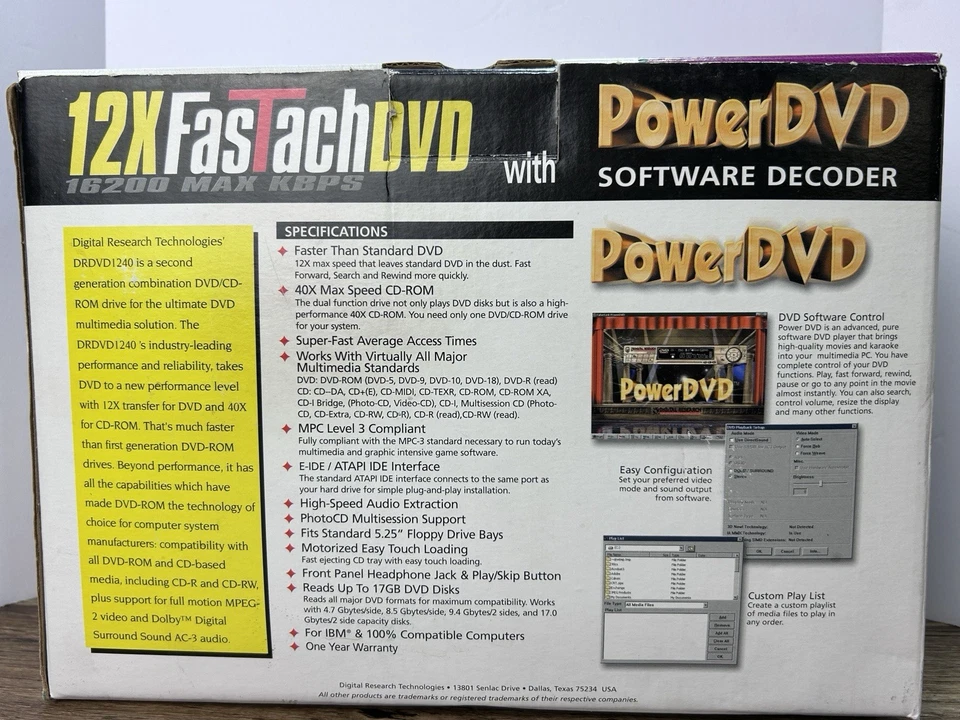 Digital Research 12X DVD 40X CDROM FasTach Drive MDRDVD1240 w/ PowerDVD - Image 3 of 4