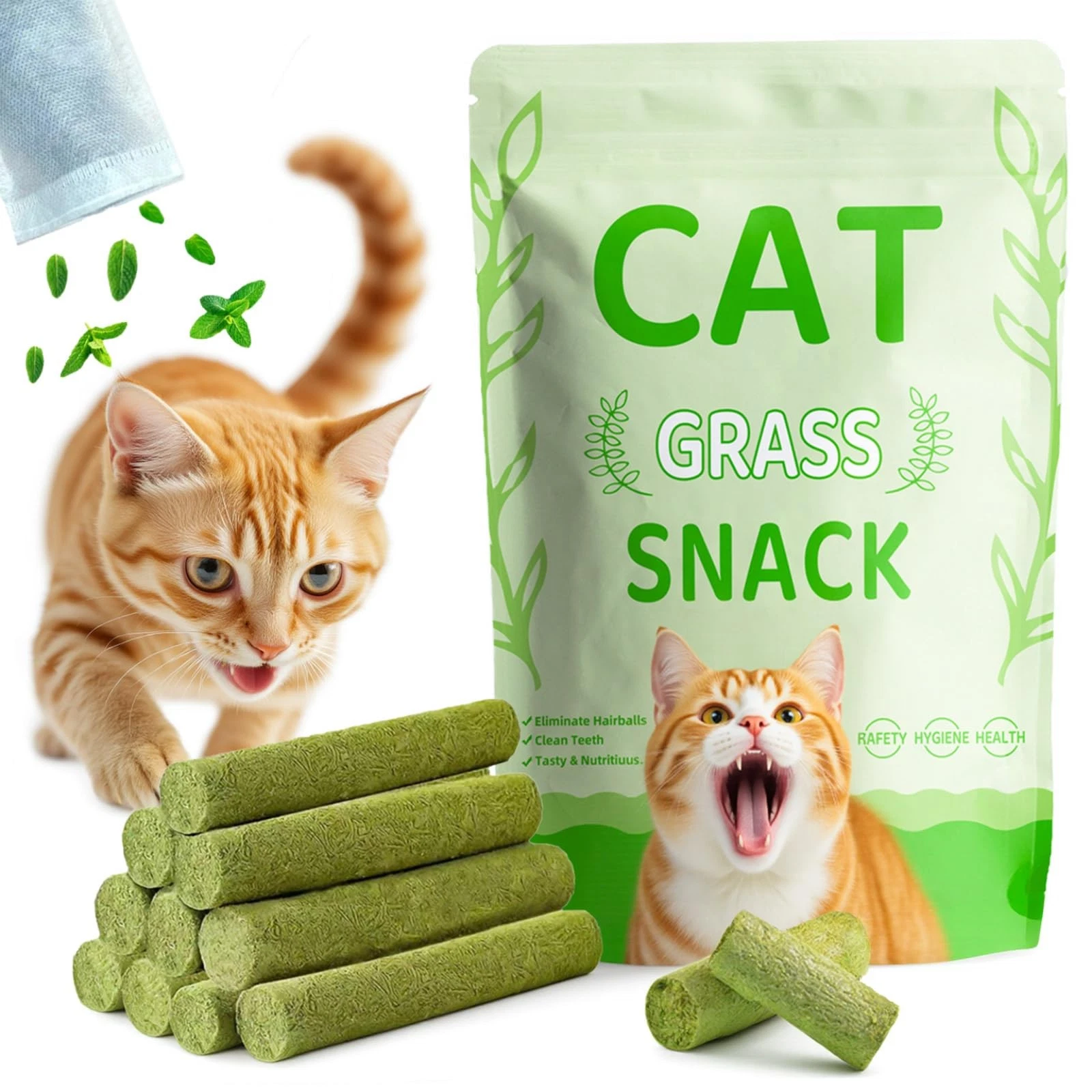 Cat Toys 18Pack Cats Grass Teething Stick Kitten Chew Treat for Removal Hairb...
