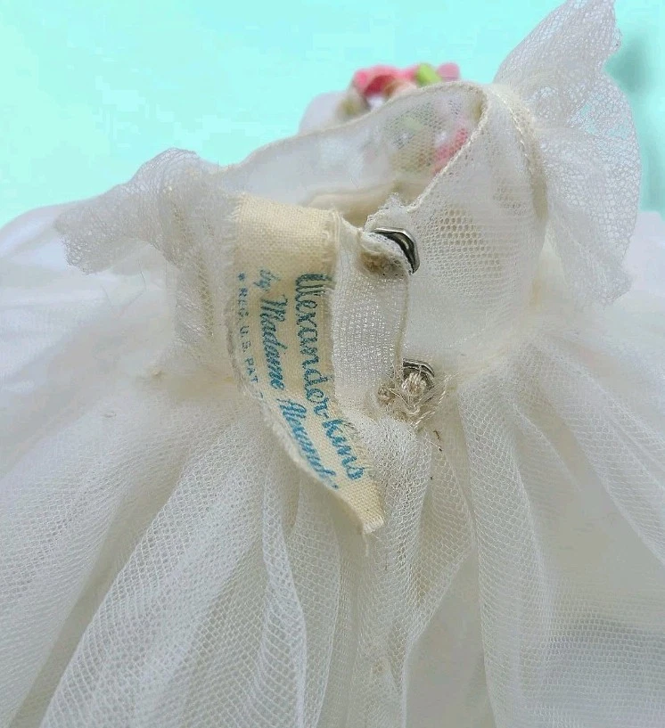 复古 20 世纪 50 年代 Madame Alexander-Kins Wendy 娃娃 连衣裙 花朵 女孩 婚礼 — 第 3/4 张图片