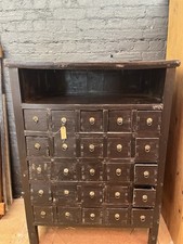 Antique 19th C - Chinese Apothecary Cabinet Medicine 25 Drawer Black Lacquer