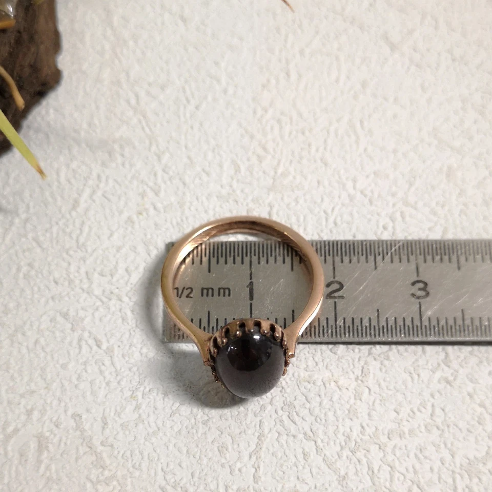 Granat Cabochon Ring Granatschmuck Trachten Silber 925/- vergoldet Antikstil - Bild 4 von 4