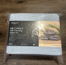 NEW MIRACLE Made Self Cooling  Self Cleaning Sky Blue Cali King Sheet Set