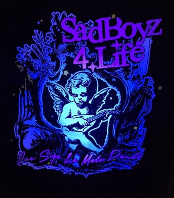 SAD BOYZ 4 Life Black T-Shirt Glows M Medium Que Siga La Mata Dando, New, Cherub