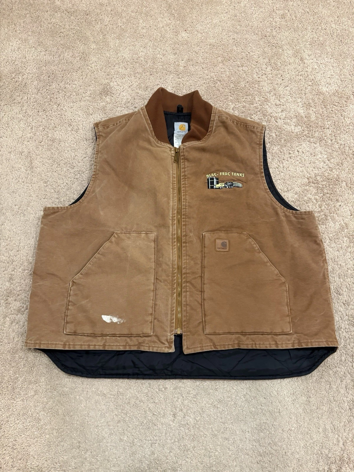 Vintage Carhartt Men’s Quilt Lined Vest Size 2XL Brown Full Zip Workwear V02 BRN