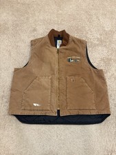 Vintage Carhartt Men s Quilt Lined Vest Size 2XL Brown Full Zip Workwear V02 BRN