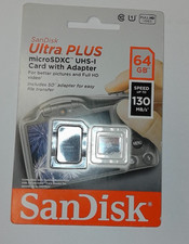    SanDisk Ultra Plus MicroSDXC UHS-I Card w/ Adapter - 64GB