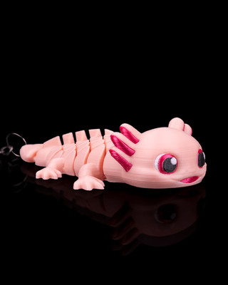 Ashley the Axolotl Keychain   3D Printed Articulated Axolotl Toy | Cute Flexi