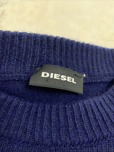 Diesel Destroy Men’s Sweater M – Wool Blend Pullover – Colorblock Navy &Gray#Z45 - Picture 7 of 16