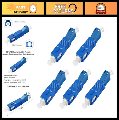 FiberPrime- SC/UPC to LC/UPC Fiber Optic Adapter, Male-Female, Simplex Singlemod