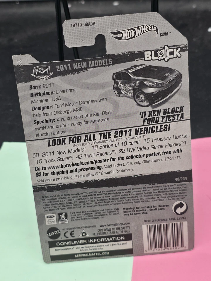2011 Hot Wheels 11 Ken Block Ford Fiesta Black #40/244 - Image 2 of 2