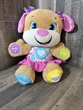 Fisher Price Tummy Puppy Dog Talking Musical Plush Toy W/3 Smart Learning Stages