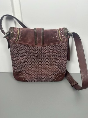 Vintage Y2K Coach F11405 Soho Signature Jacquard Suede Studded