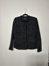 Simply Vera Women's L Black Gray Tweed Jacket Blazer L/S Vera Wang Career