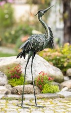 Garten Deko Figur "Reiher" Metall 90 cm schwarz Fischreiher Vogelschreck