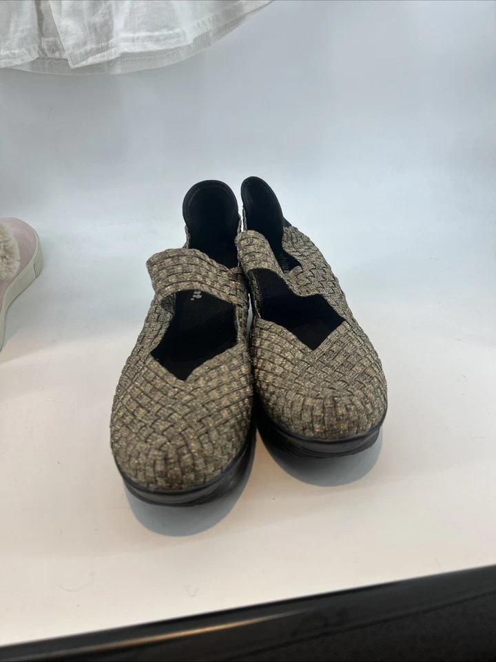 Womens White Mountain Woven Wedge Sandals Mary Jane Gold Metallic Size 8.5 W - Image 3 of 4