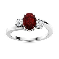 Sterling Silver Garnet Stone Three-Stone Sister Prong Ring Jewelry
