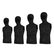 3mm Wetsuit Hooded Top Swimsuit Thermal Front Zip Neoprene Diving Vest for