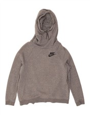 NIKE Womens Hoodie Jumper UK 16 Large Grey Cotton DT85