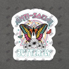Vibrant Anti Social Butterfly Vinyl Sticker Colorful Decal for 762543