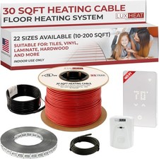 LuxHeat 30sqft Floor Heating Cable Kit - 120v Under Tile Floor Heating System