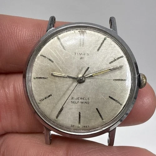 VTG TIMEX 1 21J MECHANICAL SELF-WIND MEN'S WATCH-FOR REPAIR OR PARTS- READ DESC.