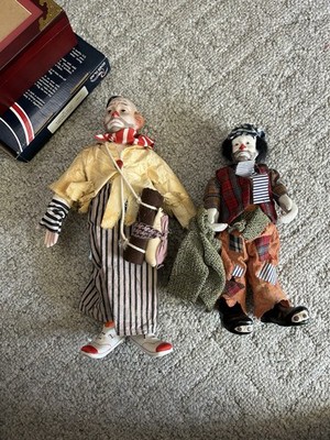 Vintage Porcelain Hand painted ClownWith Stand The Heritage Mint Collection 