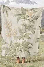 Sage Green Floral Coral Fleece Cozy Throw Blanket Farmhouse Elegant