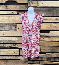 Stella Parker Island Collection V Neck Flutter Sleeve Pintuck Mini Dress Size S