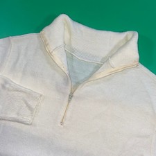 Vintage British Vogue Quarter Zip Sweater Top Women's Pullover Ivory
