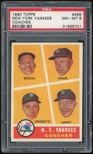 1960 Topps #465 New York Yankees Coaches PSA 8 *8701