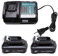 QCZRED 2X 12V 2.0 Ah BL1021B Battery  DC10WD Charger Replace Makita BL1016