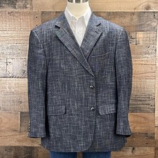 Oak Hill Sport Coat Mens 2XL 50/52PR Portly Blue Check Suit Jacket Blazer Casual