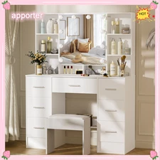 10 LED Vanity Table with Drawer Dressing Desk & large Makeup Mirror USA