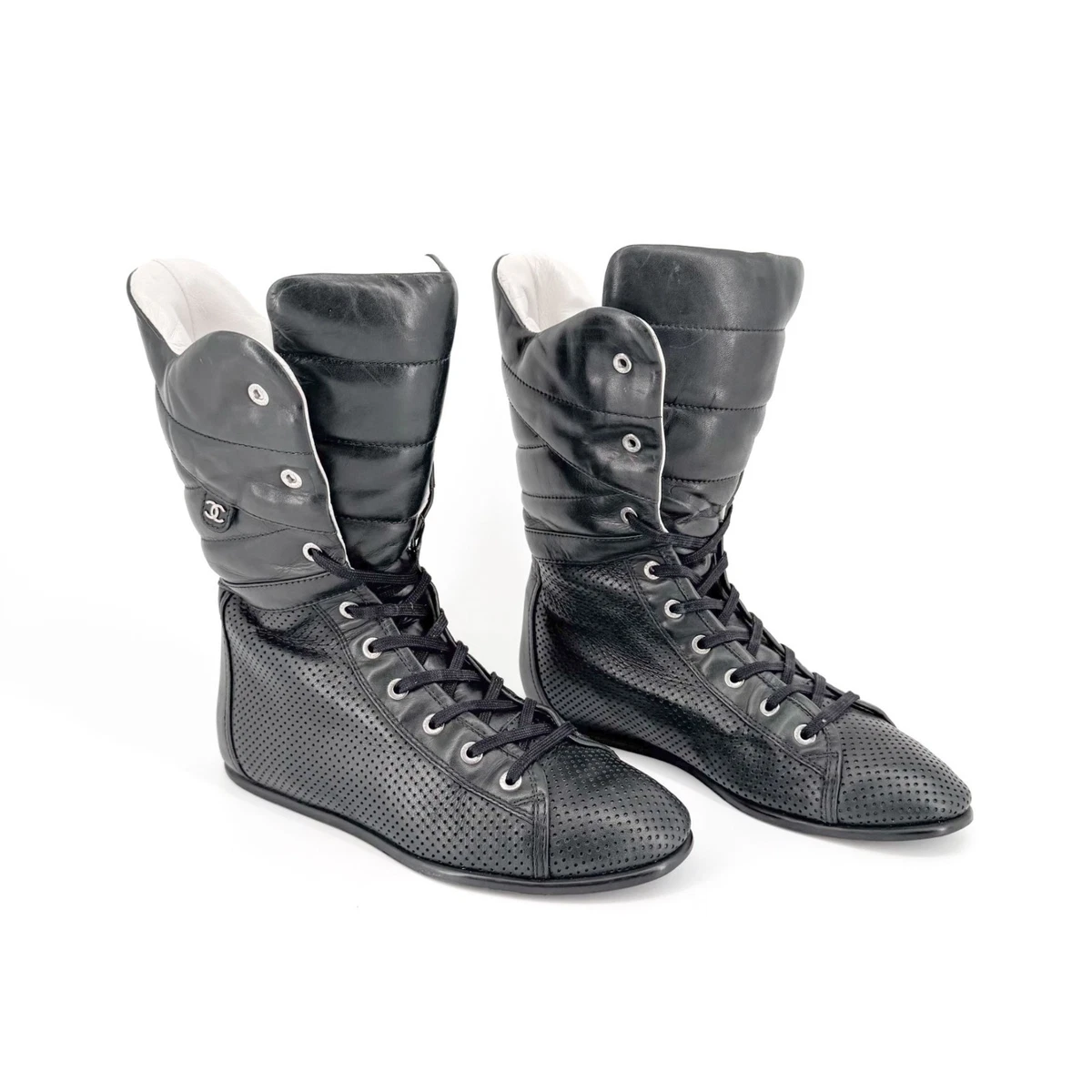 CHANEL Mid-Calf Low (1-1.9 in) Heel Height Boots for Women 