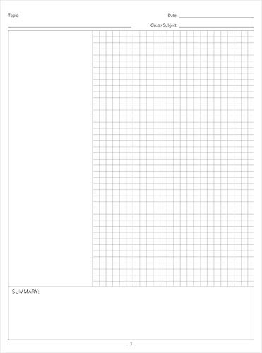 Cornell Notes Notebook: Note Taking with Graph Paper Quad Grid, Index ...